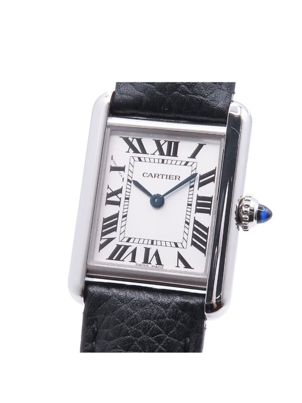 Cartier Tank Must SM Silver Stainless Steel Leather Watch Quartz